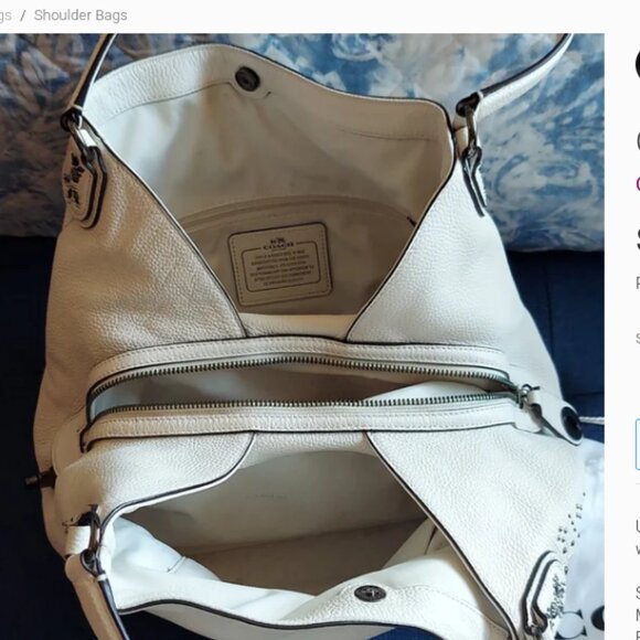 COACH Edie Leather Shoulder Bag Satchel/Shoulder Bag - Picture 9 of 13